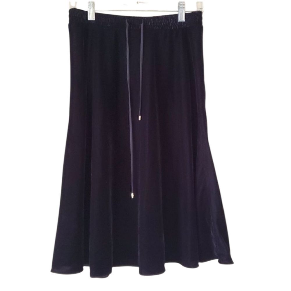 Lauren Ralph Women's Midi Skirt Black Velvet Size XS Goth Whimsigoth Gothic